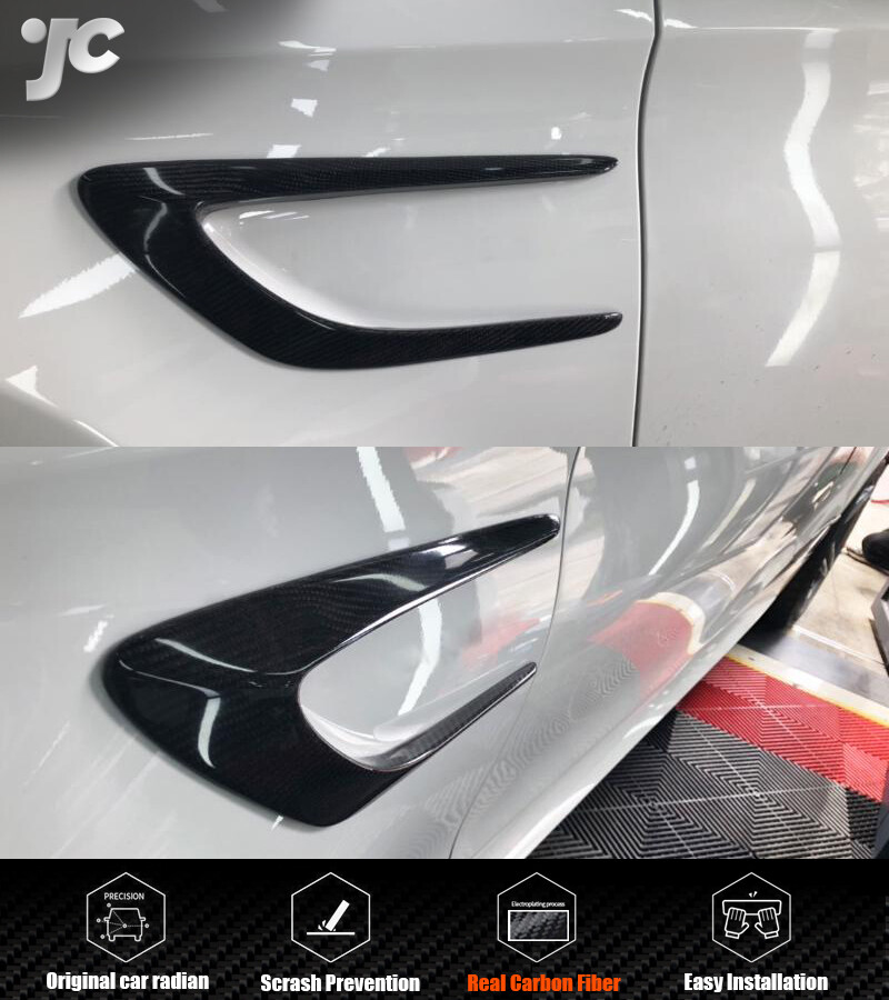 REAL Carbon Front Side Fender Fin Vents For Mercedes Benz C205 C63 AMG