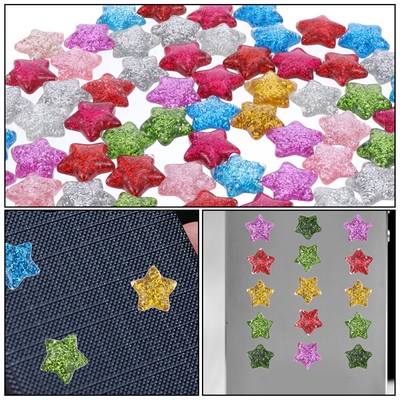 40pcs Haarnadel Glitter Flatback Telefon Fall Charms Stern Harz Cabochons