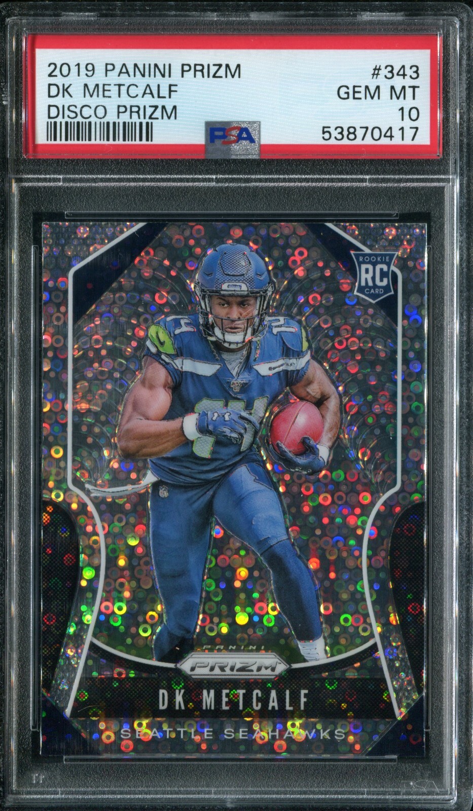 PSA 10 2019 Panini Prizm Prizms Disco #343 D.K. Metcalf RC Seattle Seahawks