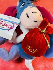 The Disney Store Mini Bean Bag Santa Eeyore Plush 8" Vintage