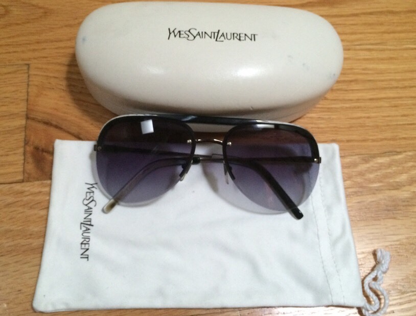 Occhiali da sole YVES SAINT LAURENT grandi aviatore senza montatura nero grigio. 2319 S 815JJ 135