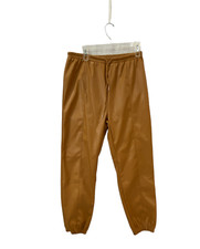 SHEIN Faux PU Leather Pants Jogger Straight Leg Woman's Large Tan New