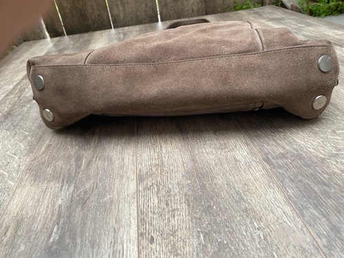 All Saints Fleur De Lis Tan/ Brown 🥥 Suede Large Shoulder Tote Bag $328 - Picture 6 of 12
