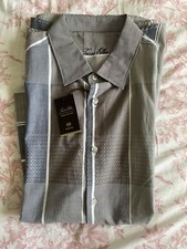 Brand new men  s button down TASSO ELBA size XL grey pattern short sleeve