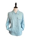 D & Co Denim & Co Medium Light Blue Leather Jacket 6 Button 4 Pockets * Read
