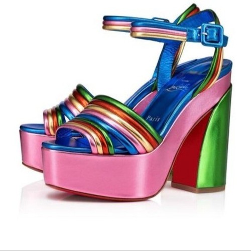 Christian Louboutin Manola Disco 120 Metallic Leather Platform Sandals 39.5  | eBay