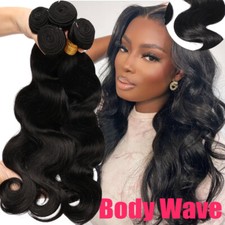 1-3 Bundles Virgin Indian Human Hair Weft Extensions Thick Weave Body Wave AAAAA