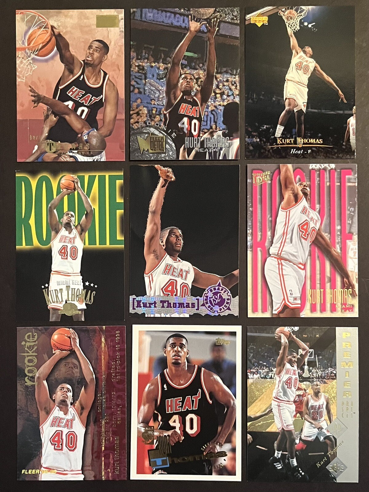 (9) 1995-96 KURT THOMAS ROOKIE RC METAL #164 SKYBOX #62 UPPER DECK #254 TSC