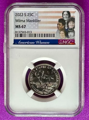 2022 S 25c Wilma Mankiller American Women Quarter NGC MS67 (013)