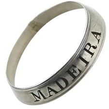 An antique Georgian Old Sheffield silver plate neck-ring Madeira Ticket C.1800