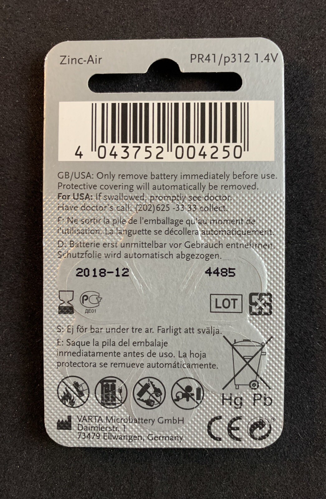 Power One Zinc Air High Level Hearing Aid p312 Batteries - Made in Germany