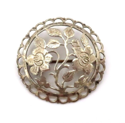 Filigrane Brosche aus 835er Silber Art Deco Vintage Brooch Silver Handarbeit *F