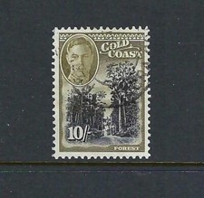 Gold Coast 1948 KGVI 10/- Black and Sage-Green SG146. FU. Fine Used.
