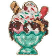Ice Cream Sundae Counted Cross Stitch Kit Mill Hill 2024 Spring Bouquet MH182414
