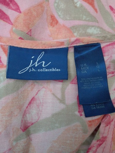 JH Collectibles Women's Multicolor Linen Blend Top Button Front Size Large - Picture 7 of 8