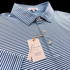 Peter Millar Crown Sport Summer Comfort Performance Striped Polo White Navy XL