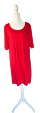 Donna Ricco Dress Womens XL Shift Stretch Knit Coral Short Sleeve
