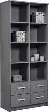 MOBILE SCAFFALE LIBRERIA ELENZIO 8 RIPIANI + 4 CASSETTI 82x40x191H CM GRIGIO GRA