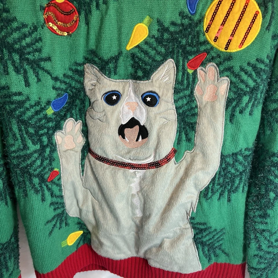 Suéter de Navidad Feo Blizzard Bay Gato Dama Gato Amante de los Gatos Talla M Suéteres Novedad Foto 2 de 4