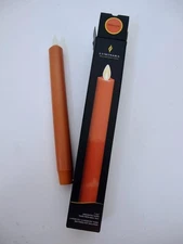 New Luminara Marmalade Orange Taper Candle 1" x 9.5" Flameless Timer