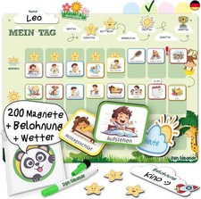 Montessori Tagesplaner Kinder Routine [Belohnung, Wetter, 208 Magnete] -