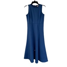 NWT Loft Sleeveless Midi Dress Zip Up Back Size 2 (Blue)