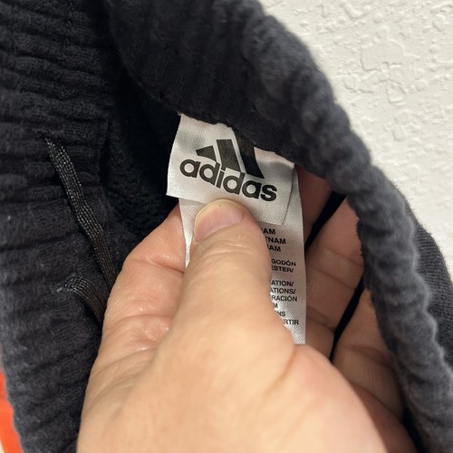 Adidas Sweatpants Youth M 10/12 Athletic Stretch Black Orange Three Stripes - Picture 4 of 5