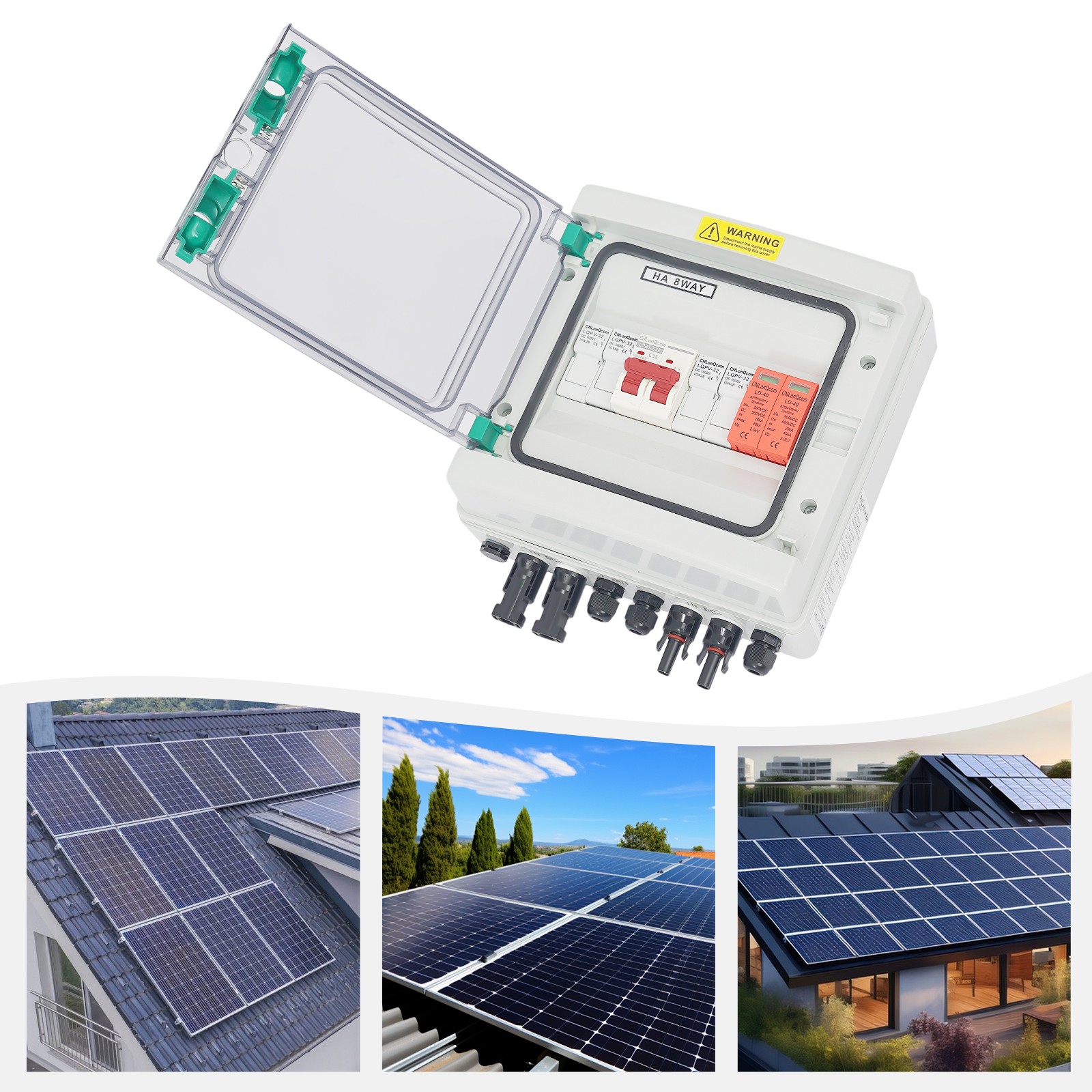 DC 500V / 1000V Solar PV Combiner Box 2 Strings Circuit Breaker For Solar Panel