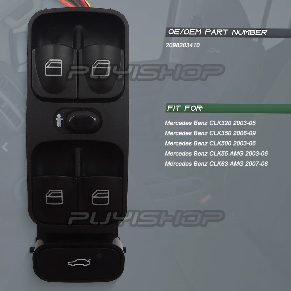 Interruptor regulador ventana maestro para Mercedes-Benz CLK350 CLK55 CLK500 CLK63 AMG Foto 2 de 4