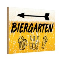 Holzschild 12X18 Cm Biergarten Links Bier Deko Geschenk Holz Schild