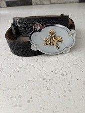 Vintage Cowboy Western Belt Buckle Japan Saddle Leather Belt USA 38