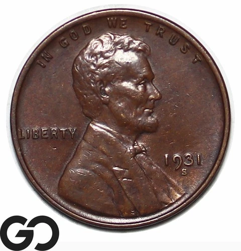 1931-S Lincoln Cent Wheat Penny, Choice AU+ Better Date San Francisco Issue