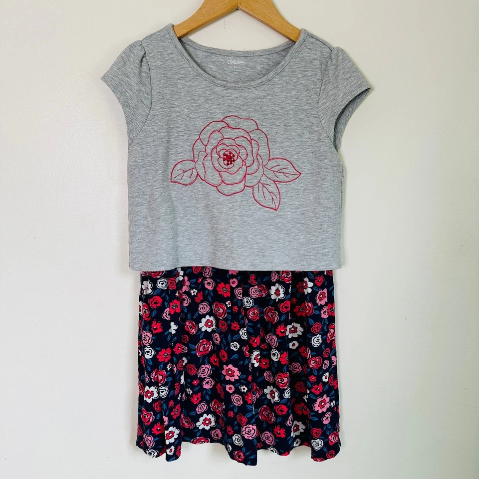Gymboree Floral Cropped Shirt Dress Sz 10 - image 3 of 4