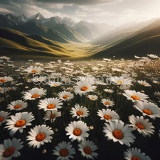 Digital Image Picture Photo Wallpaper Background Desktop Daisies Mountains #A120