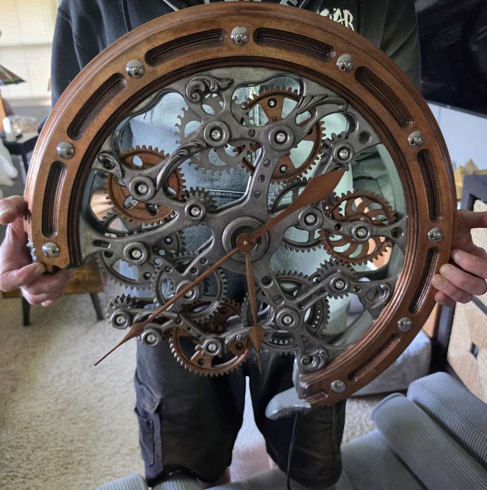 Dale Mathis Quarter Till Skeleton Wall Clock Sculpture Signed American ModernArt