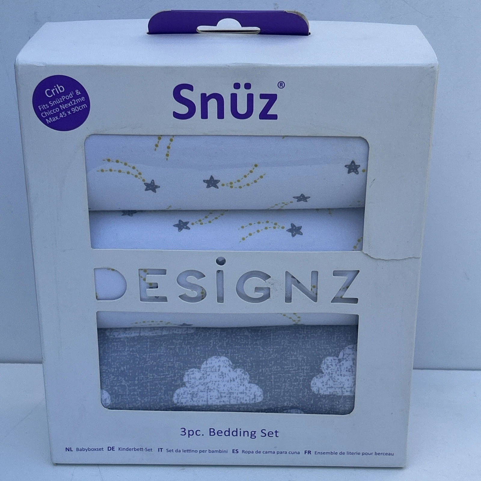 Snuz 3 Piece Crib Bedding Set Stars And Clouds ☁️ Design New
Opens in a new window or tab