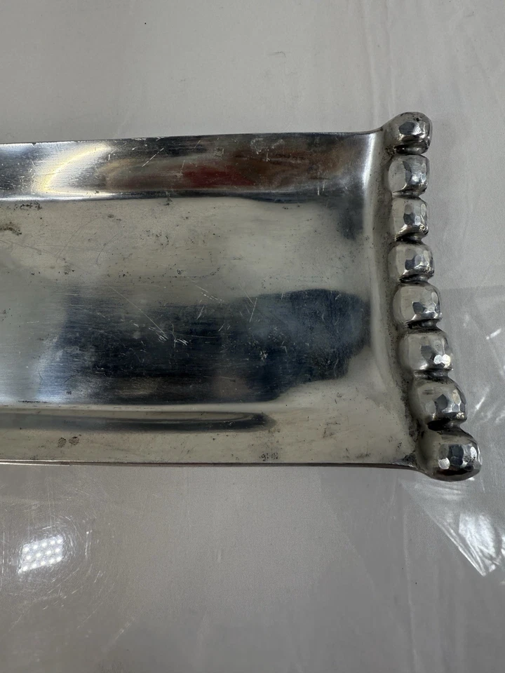 Threshold Holiday Silver Tone Metal Rectangular Serving Tray 17" Hammered #106 - Image 2 of 4