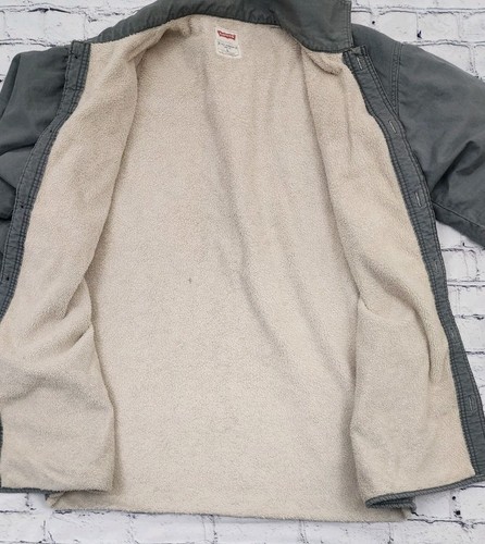Vintage Levis Jacket Mens L Gray Shacket Fleece Lined Button Front Outdoor - Picture 2 of 7
