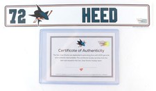 2019-20 Tim Heed #72 Player Issued Sharks Locker Nameplate COA #AA0033327