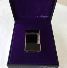 S.T. Dupont Ligne 2 Gas Lighter Black Silver with Box Ignition confirmed JAPAN