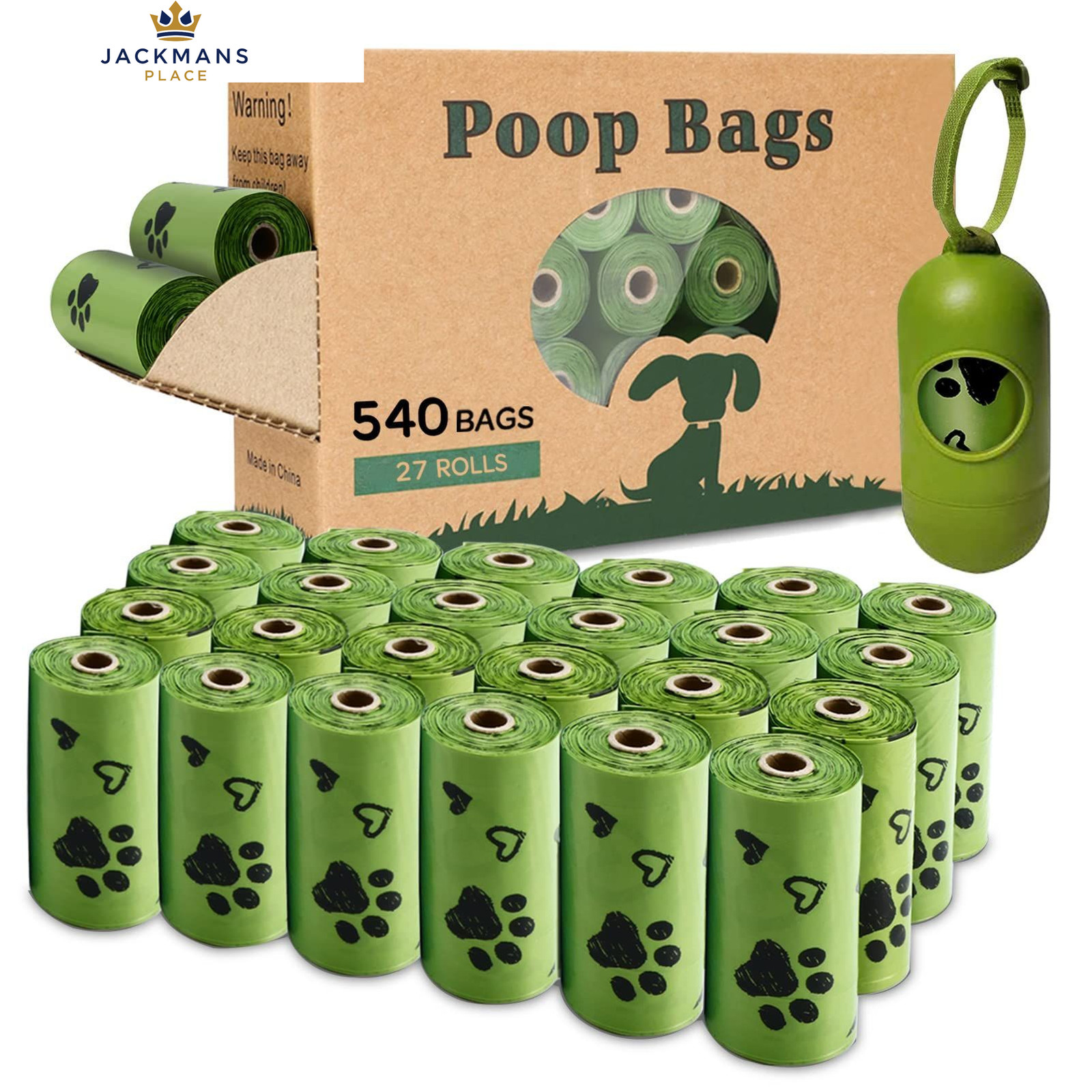 Dog Poo Bags - 540 Counts 1 count (Pack of 540), Green-540