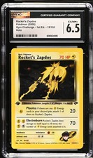 POKEMON CGC 6.5 Rocket's Zapdos 15/132 Gym Challenge - 1st Edition Rare Holo