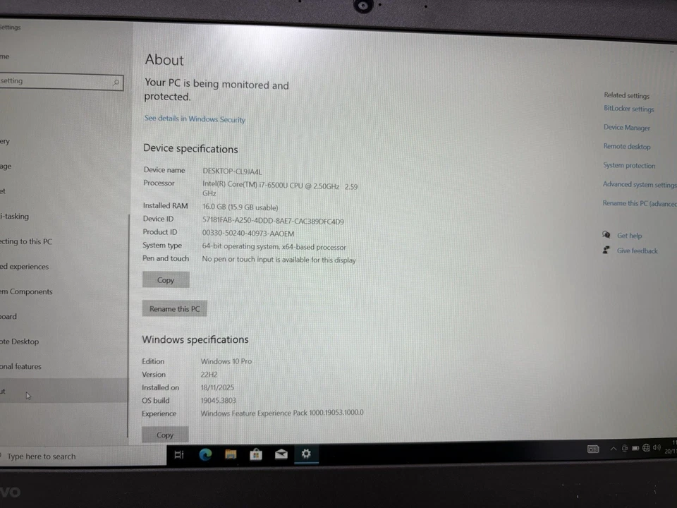 Lenovo ThinkPad X260 Notebook Laptop Core i7-6500u 16GB Ram 512GB SSD READ KEYS - Image 4 of 4