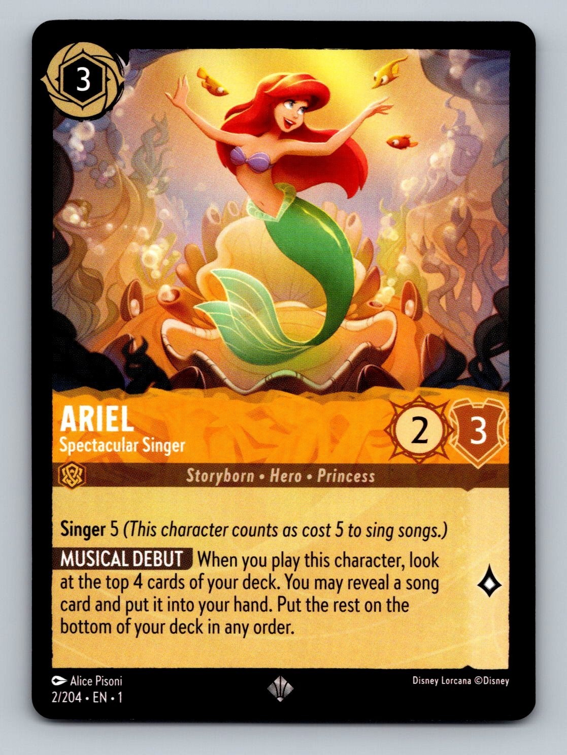 Ariel - Spectacular Singer - 2/204 - Super Rare Lorcana The First Chapter NM
