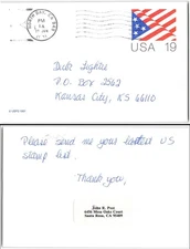 US #UX153 North Bay CA to Kansas City KS, 1991