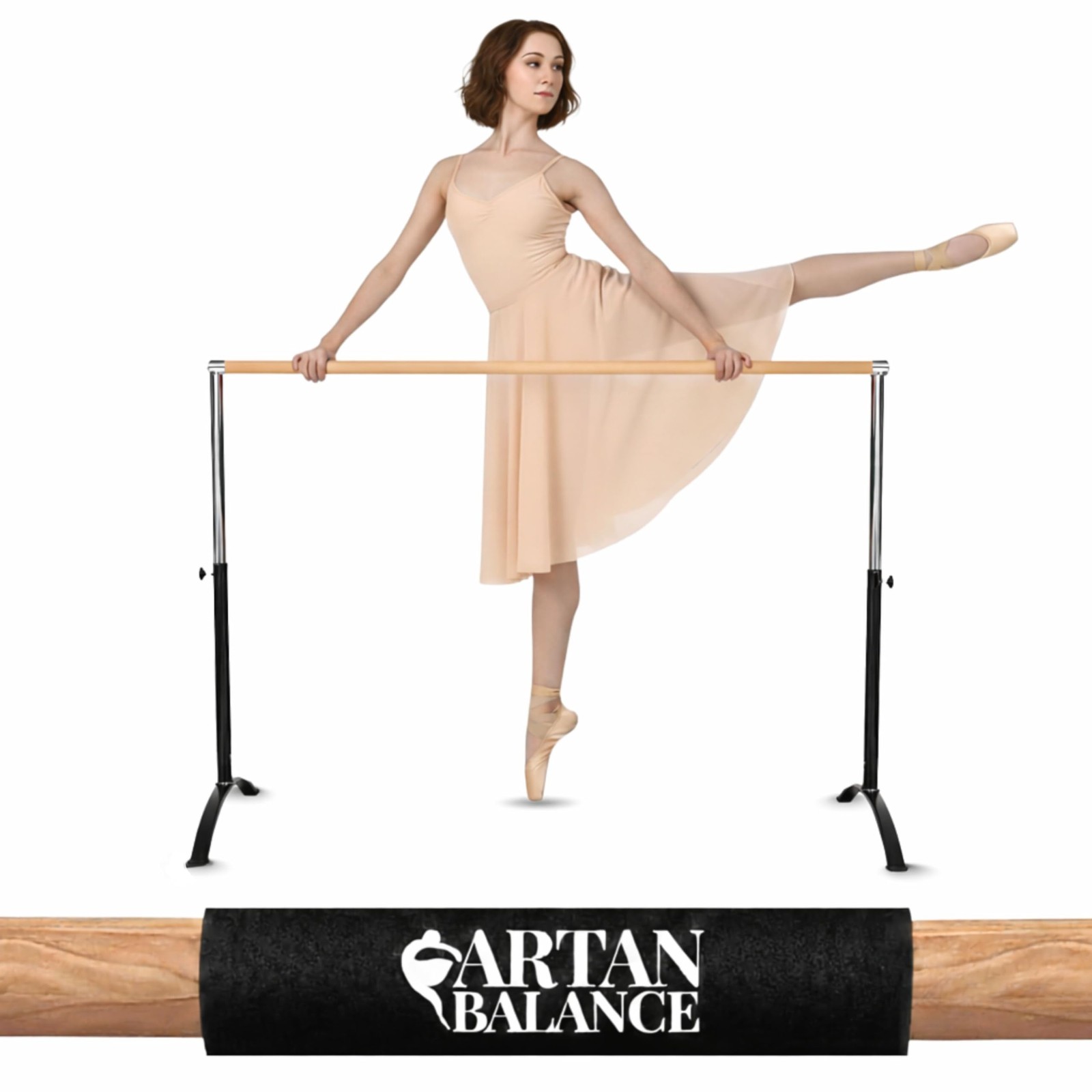 Ballet Barre Portable for Home or Studio, Freestanding Adjustable Bar for Str...