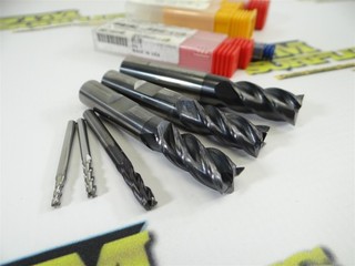 6 SOLID CARBIDE 4 FLUTE SQ & CRAD END MILLS 3/32" 1/8" 3/16" 7/16" & 1/2" GARR