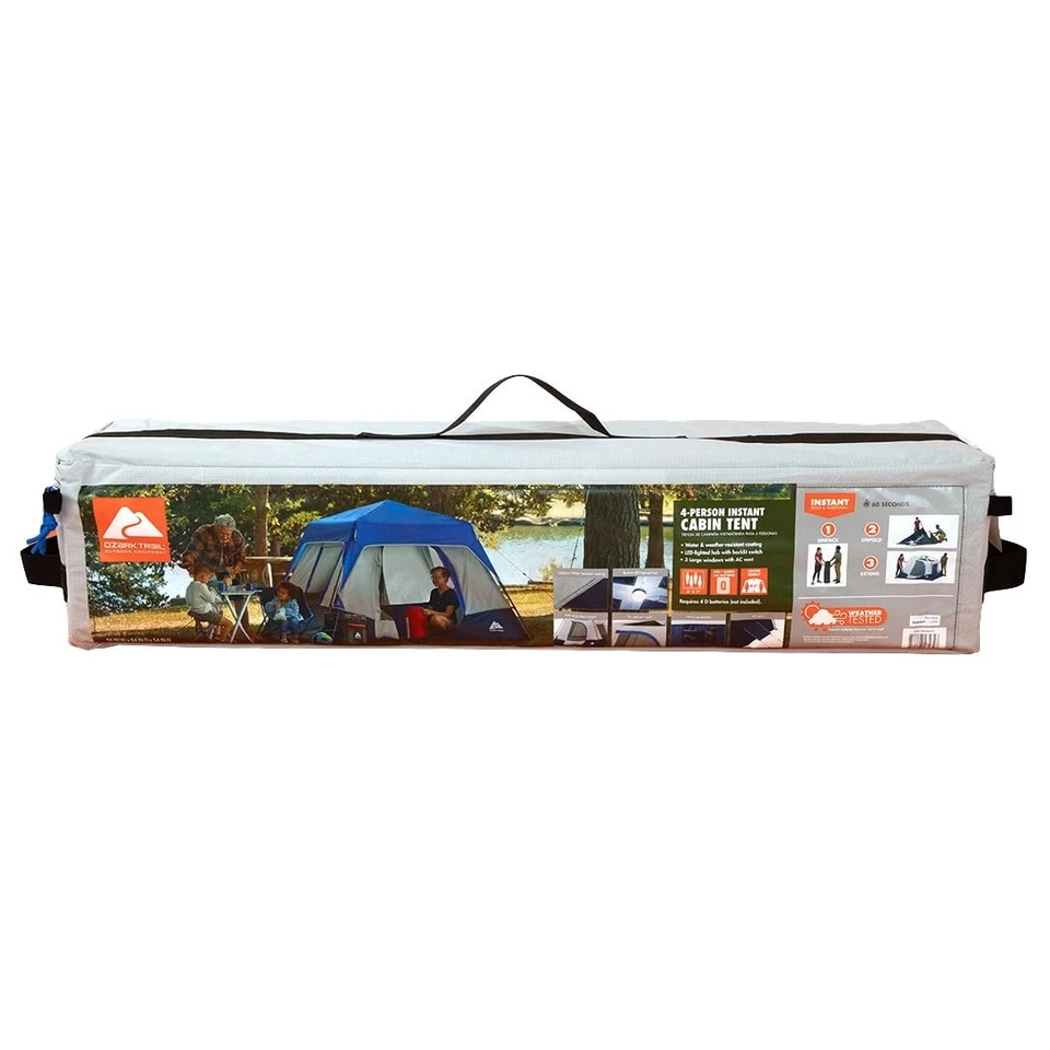 Tienda de campaña Ozark Trail para cabina instantánea para 4 personas - 8' x 7' con buje iluminado LED incorporado Foto 2 de 4