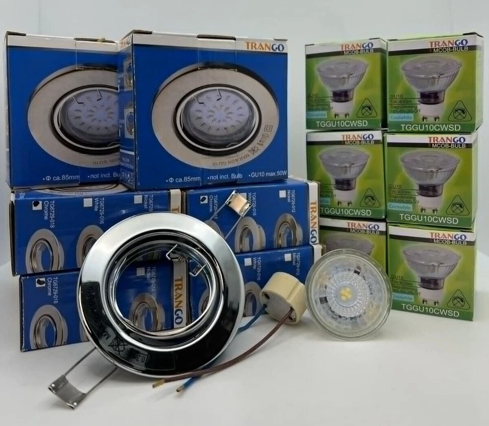 Trango 6er Set 40W GU10 LED Einbaustrahler in Chrom rund TG6729-018 - Bild 2 von 2