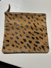 Clare V Leopard Print Calf Hair Foldover Clutch Gold Personalized Charm Bag